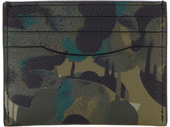 Genti Barbati COACH Flat Card Case Camo Leather GreenBlue, COACH