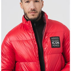ARMANI EXCHANGE, Geaca cu umplutura de puf si aplicatie logo, Rosu, 2XL
