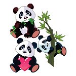 Set 3 autocolante de perete Ambiance Panda, Ambiance