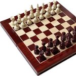 Joc Sah si Table din lemn alb-rosu 39x39 cm, Ludicus