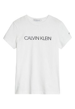 CALVIN KLEIN, Tricou slim fit de bumbac organic, Alb optic, 116 CM