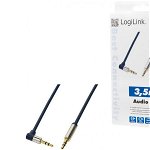 Cablu audio logilink stereo (3.5 mm jack t/t), 0.5m, conectori auriti, un conector 90 grade, albastru "ca11050" (include tv 0.06 lei)