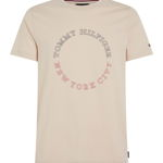 Tommy Hilfiger, Tricou slim fit cu imprimeu logo, Bej deschis, 3XL
