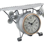 Ceas de masa metal argintiu model Avion 29 cm x 22 cm x 17 h, Bizzotto
