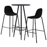 Set mobilier de bar masa cu 2 scaune, vidaXL, MDF/Textil, 60 x 107,5 cm, Negru
