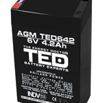 Acumulator 6V Stationar VRLA, Dimensiuni 70 x 48 x 101 mm, Baterie 6V 4.2Ah, TED Electric TED002914, TED Electric