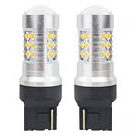 Set becuri auto cu LED CANBUS, 3030, 24SMD, compatibil T20, 7440, WY21W, Portocaliu, 12V   24V, destinat competitiilor auto sau off-road