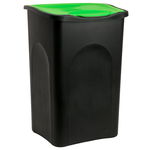 Cos de gunoi cu capac, Plastic, Negru+Verde, 50 L, 