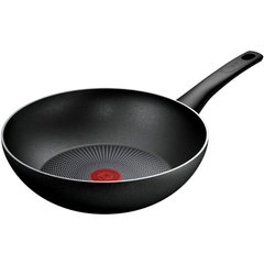 Tigaie wok Tefal Force C2921953, indicator Thermo-Signal, compatibila cu inductia, invelis antiaderent Titanium, 28 cm, Negru