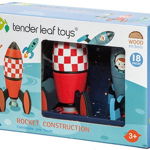 Set de joaca din lemn Tender Leaf Toys - Construieste racheta, 18 piese