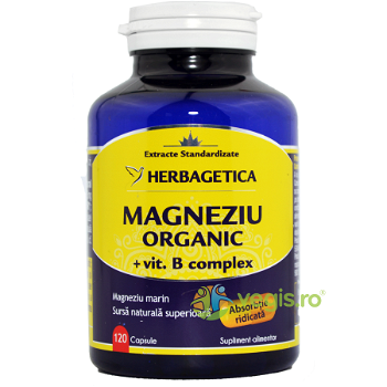 Magneziu Organic Cu B Complex 120Cps, HERBAGETICA