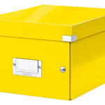 Cutie depozitare Leitz WOW Click & Store, carton laminat, partial reciclat, pliabila, cu capac, 22x16x28 cm, galben, Leitz