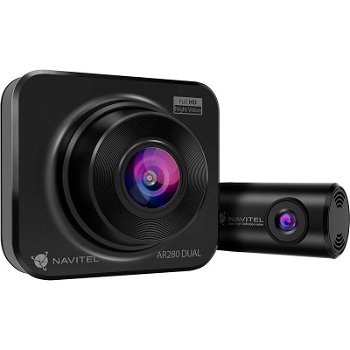 Camera Auto DVR Navitel AR280 DUAL cu Night Vision, front camera FullHD, ecran 2", vizibilitate 140° + camera secundara spate HD