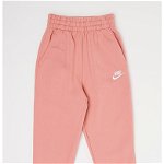 Nike, Pantaloni sport cu talie inalta si buzunare laterale, Roz prafuit
