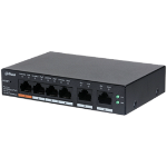 DAHUA 6 port Managed Desktop switch, CS4006-4ET-60, Interfata: Port 1-4: 4 × RJ-45 10/100 Mbps (PoE); Port 5-6: 2 × RJ-45 10/100/1000 Mbps (uplink), Managd, Layer 2, Switching Capacity: 4.8 Gbps, Packet Forwarding Rate, 3.57 Mpps, Standarde r, DAHUA