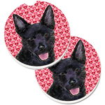 Caroline`s Treasures Australian Kelpie Hearts Love Valentine`s Day Set de 2 Cupa Titular Car Coasters Inimi roșii Large, 