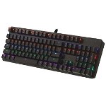Tastatura gaming Art KLART AK-51, cu cablu, iluminata RGB, mecanica, negru, US layout, Art