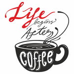 Sticker faianta, cafea, pentru bucatarie, cu mesaj, life begins after coffee, negru-rosu, 57 x 63, Priti Global