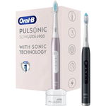 Set doua periute de dinti Oral-B Pulsonic Slim Luxe 4900, 3 programe de curatare, Roz/Negru