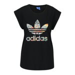 Tricou negru cu logo multicolor pentru femei adidas Originals