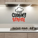 Sticker cooking school, pentru bucatarie, negru-rosu, 57 x 61, Priti Global