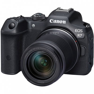 Aparat Foto Mirrorless Canon EOS R7, 32.5 Mpx, Filmare 4k, procesor DIGIC X, Wi-Fi + RF-S 18-150mm, F/3.5 – 6.3 + adaptor EF-EOS R (Negru), Canon