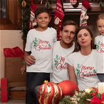 Set de tricouri personalizate Family mama, tata  si copii cu tematica de Craciun, Merry Christmas