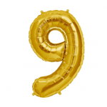 Balon aniversar Maxee, cifra 9, auriu, 40 cm, 