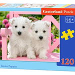 Castorland Puzzle 120 de căței Terrier alb