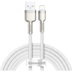 Cablu Date si Incarcare USB-A - Lightning Baseus Cafule Metal Series, 18W, 2m, Alb CALJK-B02, Baseus
