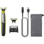 Aparat hibrid de barbierit si tuns barba Philips OneBlade 360 QP2734/31, pieptene reglabil 5 in 1, reincarcabil, umed si uscat, 60 min, USB-A, husa, capac de protectie, lama 360 inlocuibila suplimentara, Verde lime, Philips