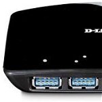 Hub USB D-Link DUB-1340, 4 porturi USB 3.0, negru, D-Link