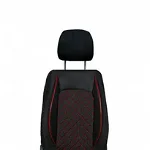 Set huse scaune auto compatibile VW Transporter T5 T6 2003-2020, 8+1 locuri, piele ecologica cu textil, negru cusatura rosie