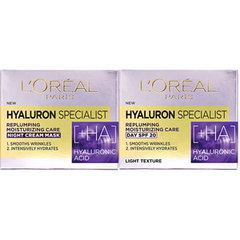 Set ingrijire ten  Hyaluron Specialist: 1 x Crema hidratanta de zi pentru volumul tenului - 50 ml + 1 x Crema hidratanta de noapte pentru volumul tenului - 50 ml, LOreal Paris