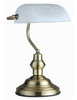 Lampa de birou alama sticla alba, 1 bec, dulie E27, Globo 2492, Globo Lighting
