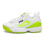 Fila, Pantofi sport de piele si piele ecologica cu aspect masiv Disruptor Premium, Alb/verde, 41