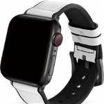 Curea pentru ceas GerbGorb, compatibila Apple Watch 49mm 45mm 44mm 42mm, alb, piele/silicon, 20 mm
