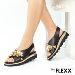 Sandale dama The Flexx din piele naturala Jewel Lynn negru, 