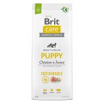 Brit Care Sustainable Puppy, XS-XL, Pui și Insecte, hrană uscată câini junior, sistem digestiv, 12kg, Brit Care