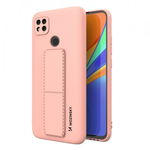 Husa Spate Wozinsky Compatibila Cu Xiaomi Redmi 9C, Cu Stand Metalic Pe Spate, Protectie La Camera - Roz