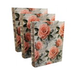 Set De 3 Cutii pentru Depozitarea Bijuteriilor Tip Carte „Rose” - WZ4218
