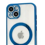 Husa Luxury MagSafe compatibila cu iPhone 12 Pro, Full protection, Margini colorate, Albastru inchis, OEM