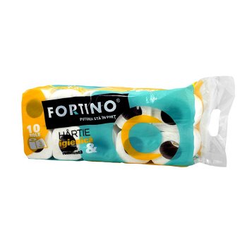 Hartie igienica Fortino, 100% celuloza alb, 3 straturi, 10 role, Misavan