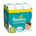 Pampers Scutece Active Baby, Marimea 6 Extra Large, 13 -18 kg, 128 bucati, PAMPERS
