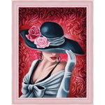 Tablou cu diamante - Doamna cu pălărie (30 x 40 cm)