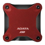 SSD portabil Adata SD600Q, 240GB, USB 3.1, Rata de transfer 440 MB/s, Rosu, A-Data