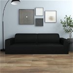 Husă elastică pentru canapea cu 3 locuri poliester jersey negru, Casa Practica