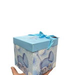 Cutie de cadou din carton pentru bebelusi, 24x24 cm, Albastru, 