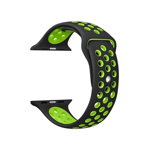 Curea sport Apple Watch 42mm Series 1,2,3,4 sau 5 de 44mm silicon negru cu verde, Smart Protection