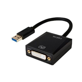 CABLU video LOGILINK, adaptor USB 3.0 (T) la DVI-I DL (M), 10cm, rezolutie maxima Full HD (1920 x 1080) la 60 Hz, negru